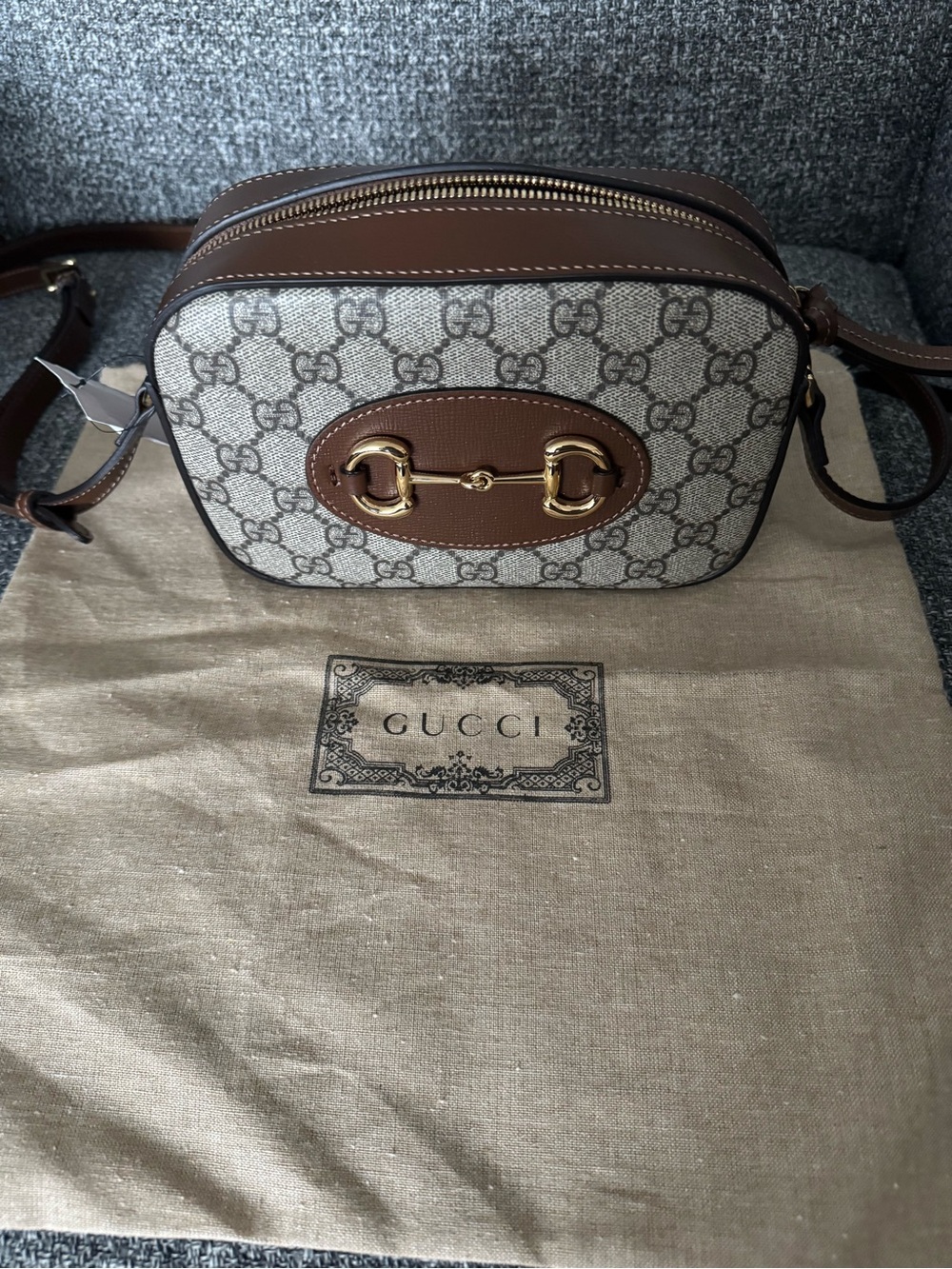 Gucci Beige GG Supreme Canvas Brown Leather Horsebit Crossbody - Picture 7 of 11